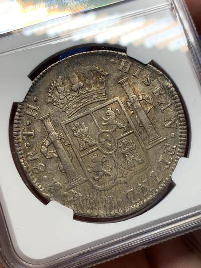 《竞宝斋》第406场 周日，周一，2场连拍 （全场包邮） NGC AU 墨西哥1809年费七戎装版双柱大银币