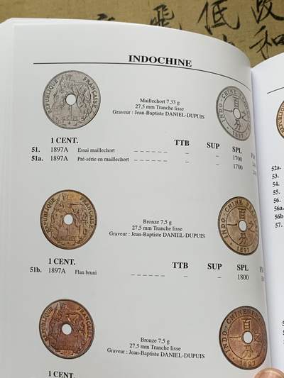 《竞宝斋》第406场 周日，周一，2场连拍 （全场包邮） 全新未开封 法属印支硬币及代币目录，包含东南亚各国法国占领期间发行货币，坐洋，大小富以及鹿头等均有详细版别介绍。