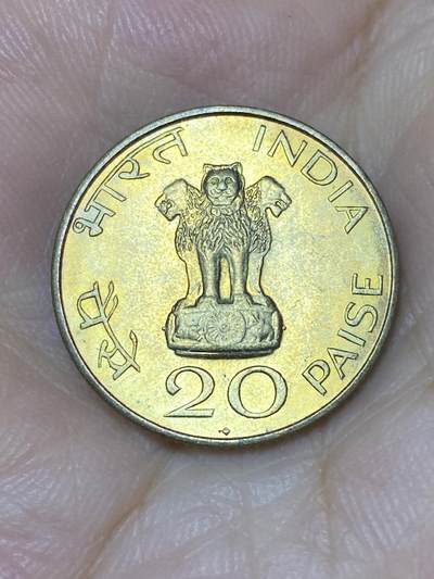2025年第七十三场(总第九十九场）外国好品散币(免佣金) - 印度🇮🇳1969单年份20派沙(圣雄甘地诞辰100周年纪念币，钻石标B版孟买造)