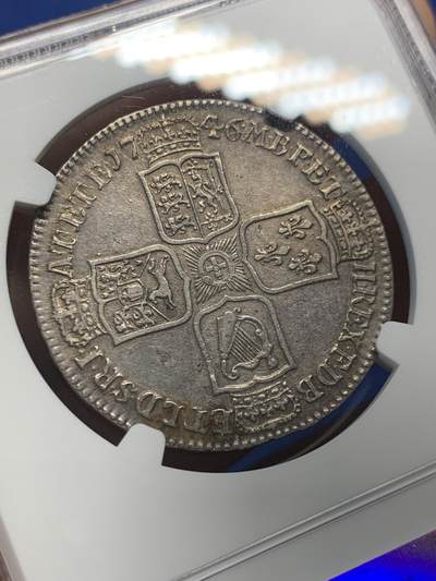 《竞宝斋》第406场 周日，周一，2场连拍 （全场包邮） NGC XF40 英国1746年乔治二世利马半克朗