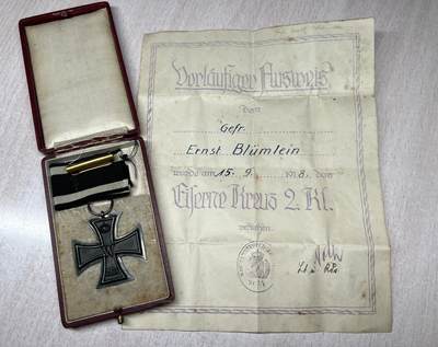 大猫徽章拍卖 第275期 德国一战二铁带证书