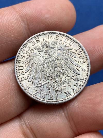 《竞宝斋》第406场 周日，周一，2场连拍 （全场包邮） 德国1906年巴登纪念2马克银币