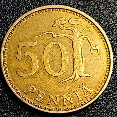 泉币菌-第67场-精品场 - 美品 1971年 芬兰50芬尼铜币 持剑狮子 25mm