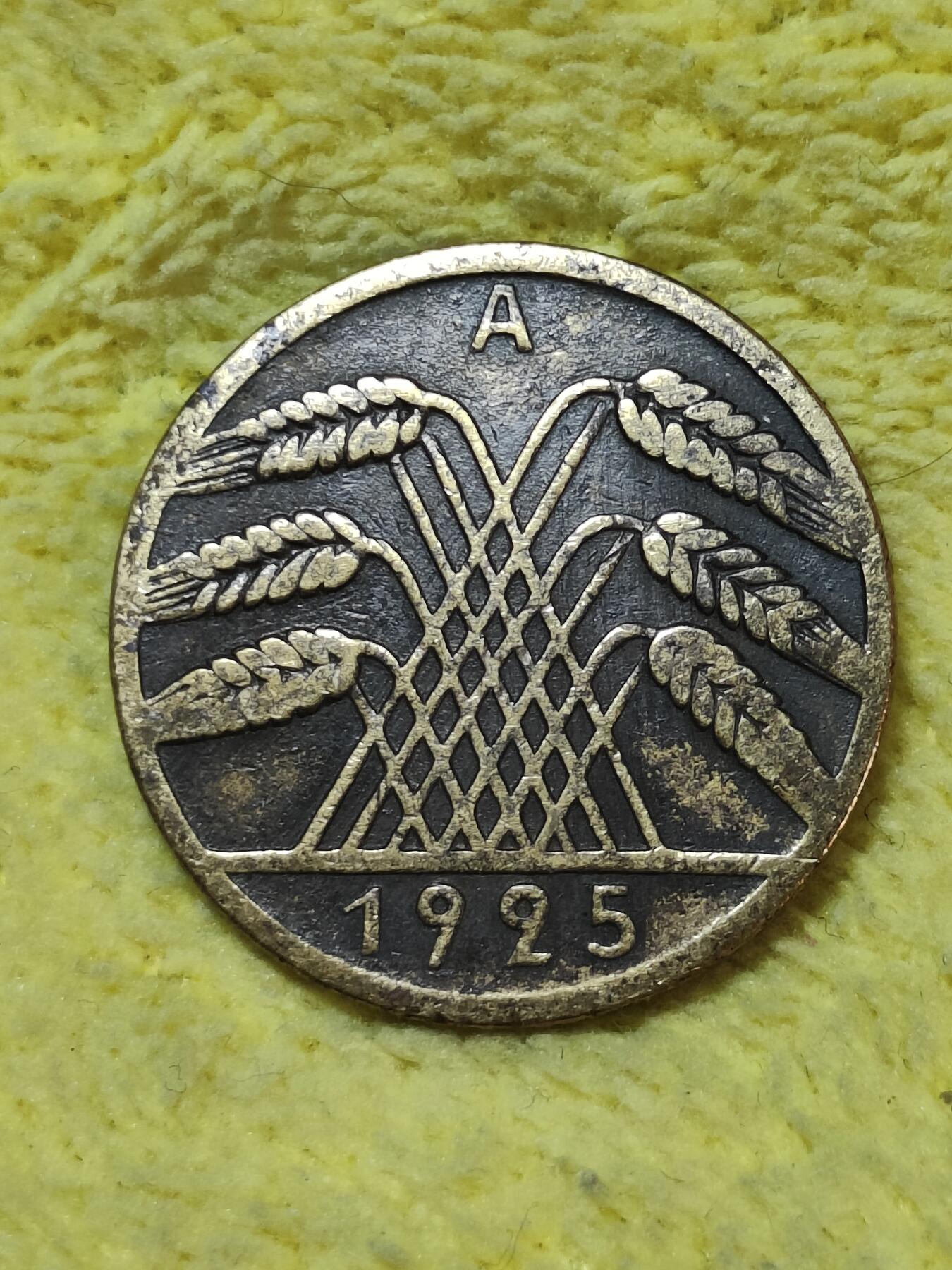 2025年第七十二场(总第九十八场）外国好品散币(免佣金) 德意志魏玛共和国1925年10芬妮(A标，柏林造)