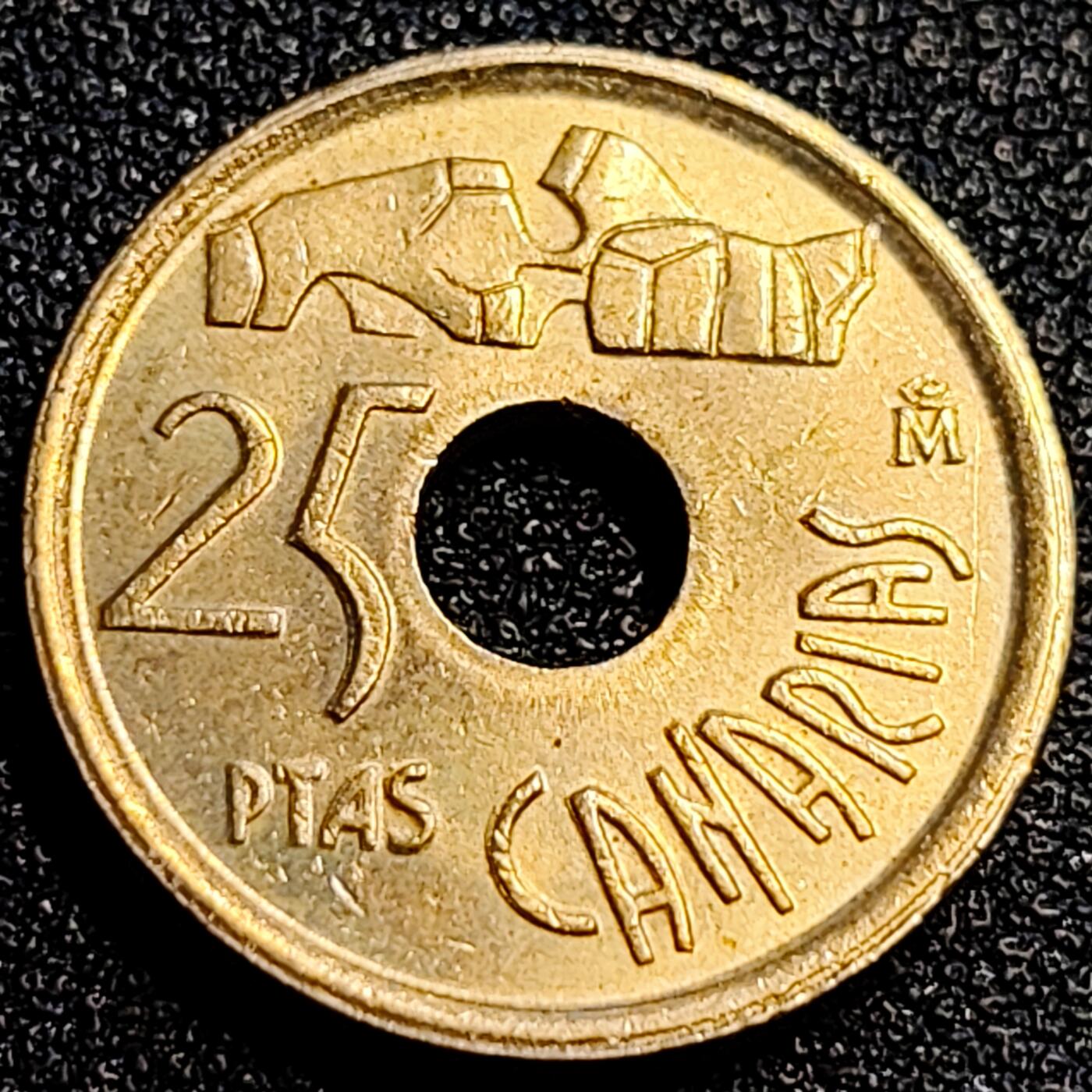 泉币菌-第67场-精品场 原铜光极美 西班牙1994年25比塞塔 加那利群岛 纪念币 铜铝镍币 19.5mm 
