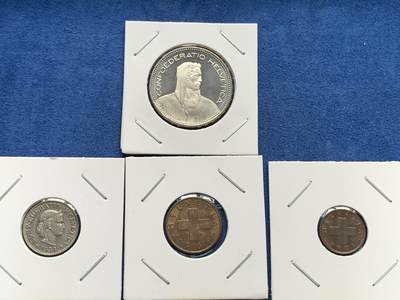 《竞宝斋》第406场 周日，周一，2场连拍 （全场包邮） 13枚一组 瑞士各时期硬币 细节见图