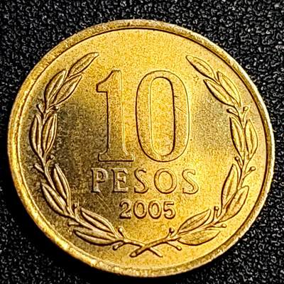 泉币菌-第67场-精品场 铜光美品 智利2005年10比索青铜币 独立战争领袖奥希金斯 21MM 