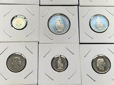 《竞宝斋》第406场 周日，周一，2场连拍 （全场包邮） 13枚一组 瑞士各时期硬币 细节见图