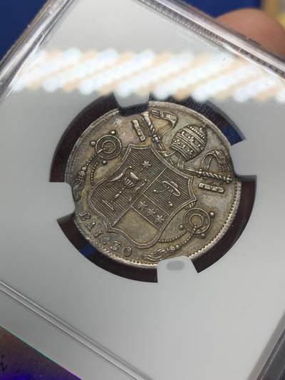 《竞宝斋》第406场 周日，周一，2场连拍 （全场包邮） NGC MS62 教皇国 1834年 格里高利十六世 30BAI 银币
