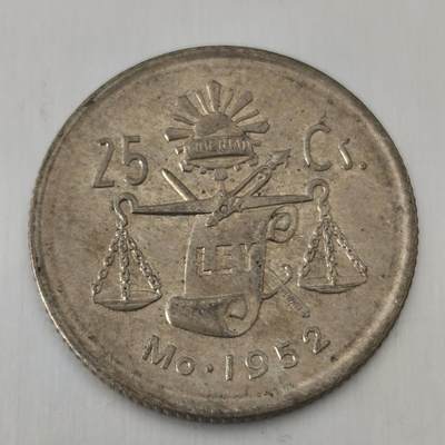 Krab外币市集Vol.21 - 墨西哥1952年25分银币