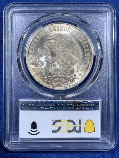 《竞宝斋》第406场 周日，周一，2场连拍 （全场包邮） PCGS-MS66 1968墨西哥25比索 奥运纪念 经典品种 卷拆品 两面爆光 银光赏心悦目 适合收藏