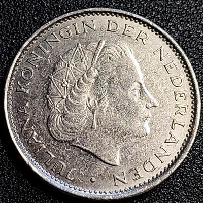 泉币菌-第67场-精品场 荷兰王国 1969年 2.5盾 朱莉安娜女王 29mm 荷兰入欧前 绝版