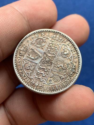 《竞宝斋》第406场 周日，周一，2场连拍 （全场包邮） 英国 1849年 维多利亚无神弗洛林银币