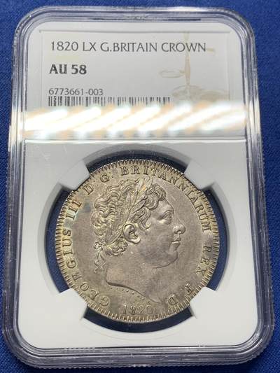 《竞宝斋》第406场 周日，周一，2场连拍 （全场包邮） NGC AU58 英国1820乔治三世马剑无敌状态。比很多MS61都好，NGC给分过于保守，重评大概率加分