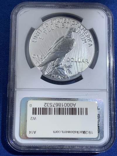 《竞宝斋》第406场 周日，周一，2场连拍 （全场包邮） NGC PF70UC 美国2023年和平银元反向精制1美元银币，PROOF反向精制币，高浮雕设计，币面清爽干净又漂亮，打制精美，状态一流，冠军分。