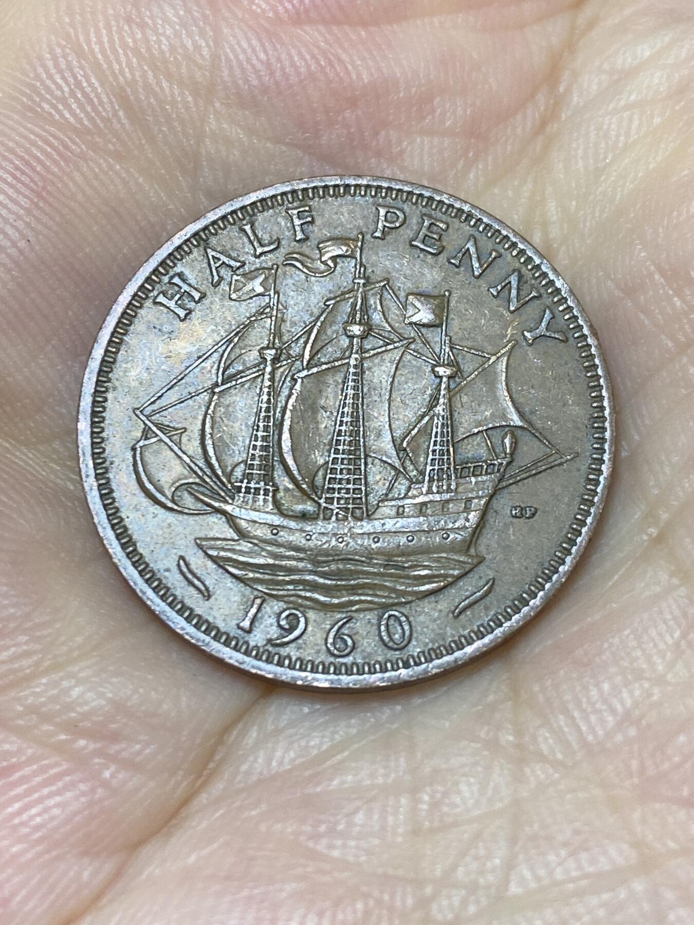 2025年第七十二场(总第九十八场）外国好品散币(免佣金) 英国🇬🇧1960年半便士(伊丽莎白二世青年桂冠第二版)