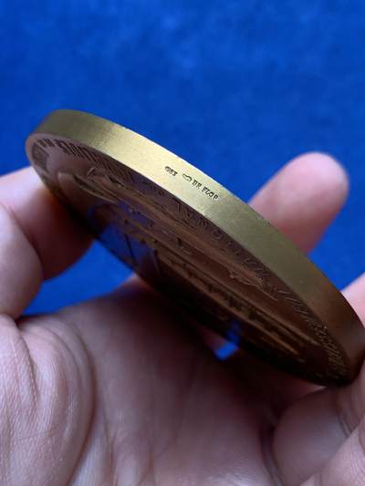 《竞宝斋》第406场 周日，周一，2场连拍 （全场包邮） 法国海军及殖民地部长科尔贝逝世200周年纪念铜章 巴黎造币场铸造 167.3克 67.6mm 1983 丰饶角铜标