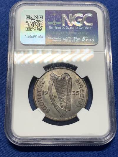 《竞宝斋》第406场 周日，周一，2场连拍 （全场包邮） NGC MS63BN 爱尔兰1935年母鸡一便士大铜币，数量远少于1928，温润巧克力包浆。状态很好，爱尔兰动物币系列，凑套必备