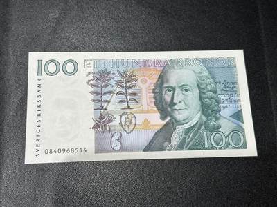 《外钞收藏家》第五百五十二期（本期为畅拍场）（本平台长期征集拍品、欢迎藏友们联系合作） - 瑞典100克朗 林奈 初版 全新UNC 尾8514