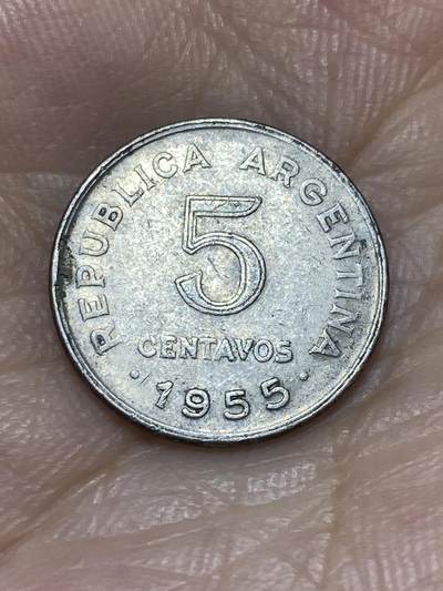 2025年第七十二场(总第九十八场）外国好品散币(免佣金) - 阿根廷🇦🇷1955年5分(圣马丁图案第三版，仅发行3年，铜镍包钢材质)