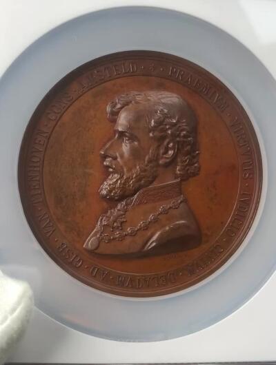 掌中浮雕-藏着的欧洲第032场 1883年阿姆斯特丹市长Gijsbertus van Tienhoven铜章，75mm，J. Elion雕刻