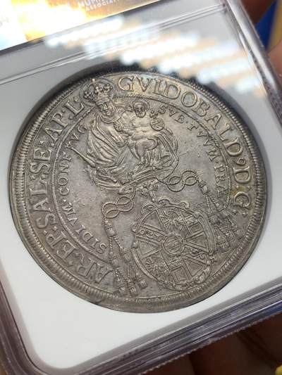 《竞宝斋》第406场 周日，周一，2场连拍 （全场包邮） 冠军分 NGC MS62 神圣罗马帝国 1663年 萨尔茨堡 抱婴泰勒银币 同分2019年8200成交 本枚略低评