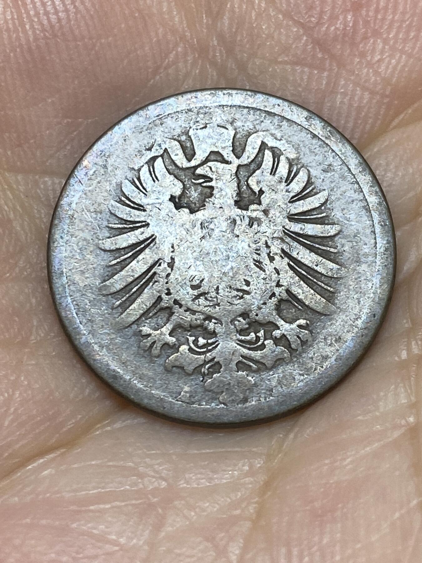 2025年第七十二场(总第九十八场）外国好品散币(免佣金) 德意志帝国1874年2芬尼(短翅鹰，A标柏林造)