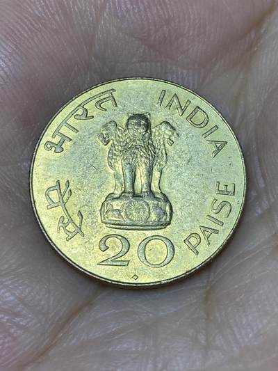 2025年第七十三场(总第九十九场）外国好品散币(免佣金) - 印度🇮🇳1969单年份20派沙(圣雄甘地诞辰100周年纪念币，钻石标B版孟买造)