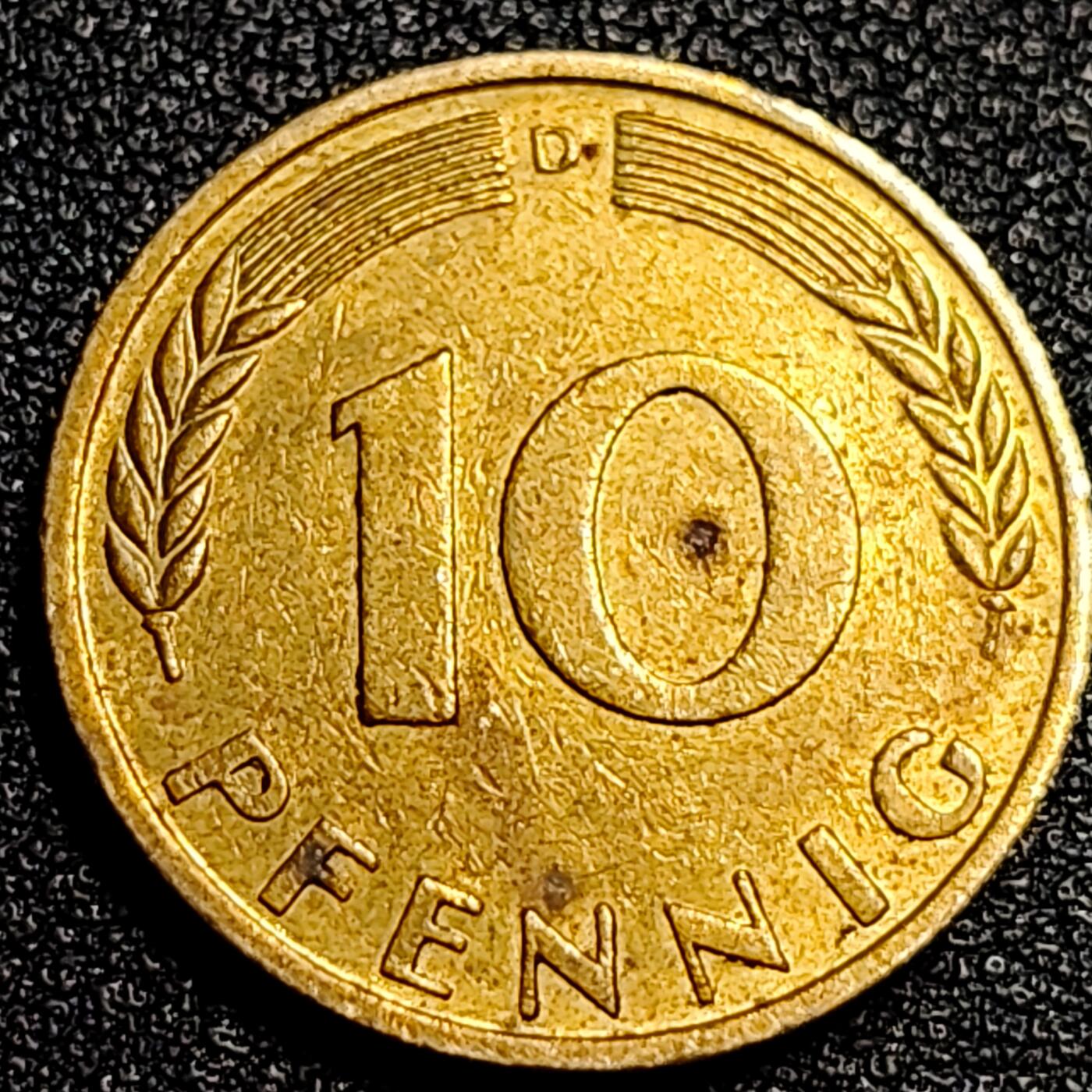 泉币菌-第67场-精品场 原铜光美品 原铜光美品 联邦德国1969年 10芬尼硬币 橡树麦穗  银行版 21.5mm