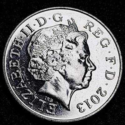 泉币菌-第67场-精品场 原光美品 双狮版 英国10便士纪念币 2013年 伊丽莎白二世女王24.5毫米6.5g