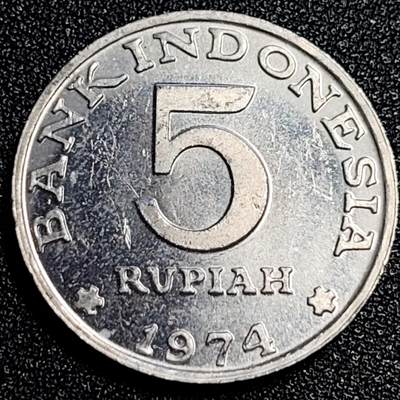 泉币菌-第67场-精品场 原光极美 印度尼西亚1974年5卢比 计划生育 纪念币 铝币 外国硬币 28mm 
