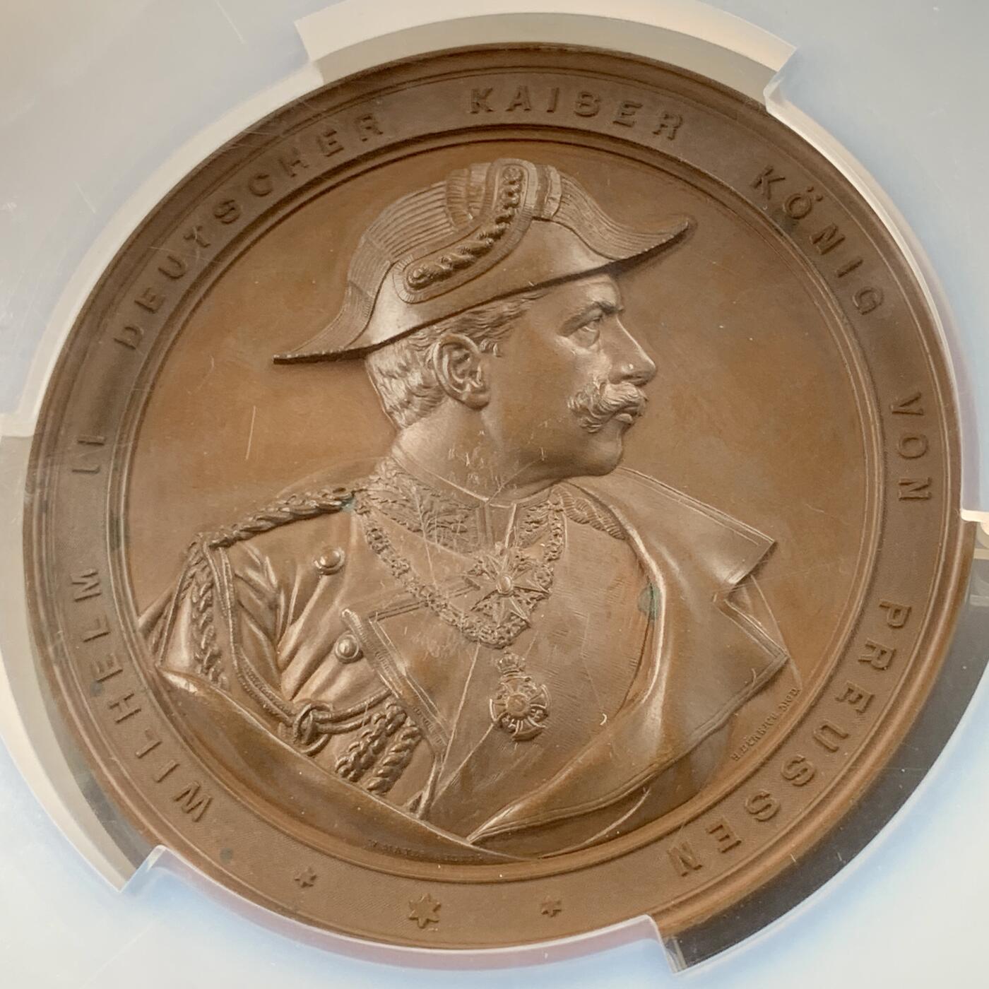 掌中浮雕-藏着的欧洲第032场 PCGS SP63 ：1895年德国基尔运河开通，89mm，PCGS超大盒子