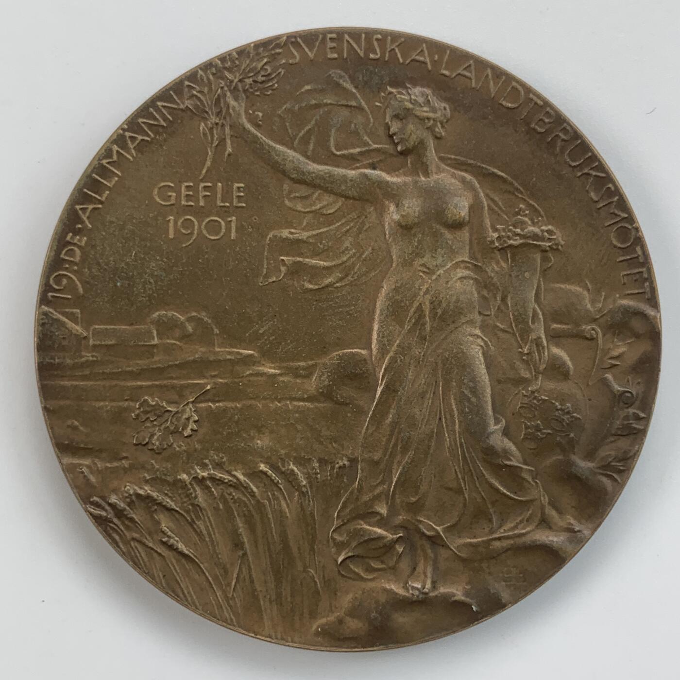 掌中浮雕-藏着的欧洲第032场 1901年瑞典农业博览会女神大铜章 , 51mm