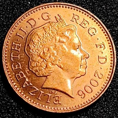 泉币菌-第67场-精品场 英国1便士紫铜币 威斯敏斯特宫徽章 伊丽莎白二世 20.3mm