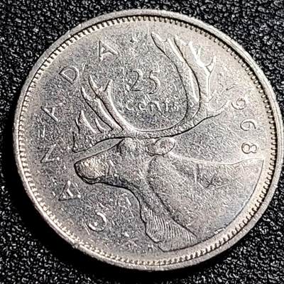 泉币菌-第66场-精品场（冲刺百粉，百粉继续福利） - 高币值 加拿大1968年1/4加拿大元 伊丽莎白二世 驯鹿 24mm 