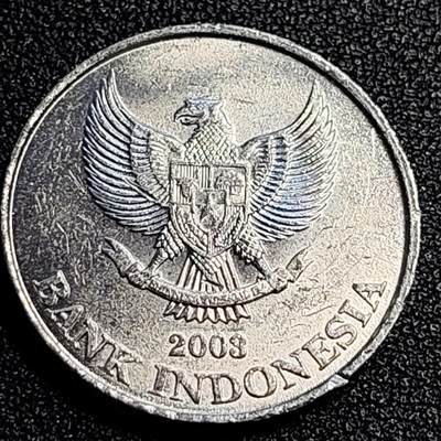 泉币菌-第67场-精品场 原光 印度尼西亚200卢比铝币 鹰徽 巴厘岛八哥 25mm