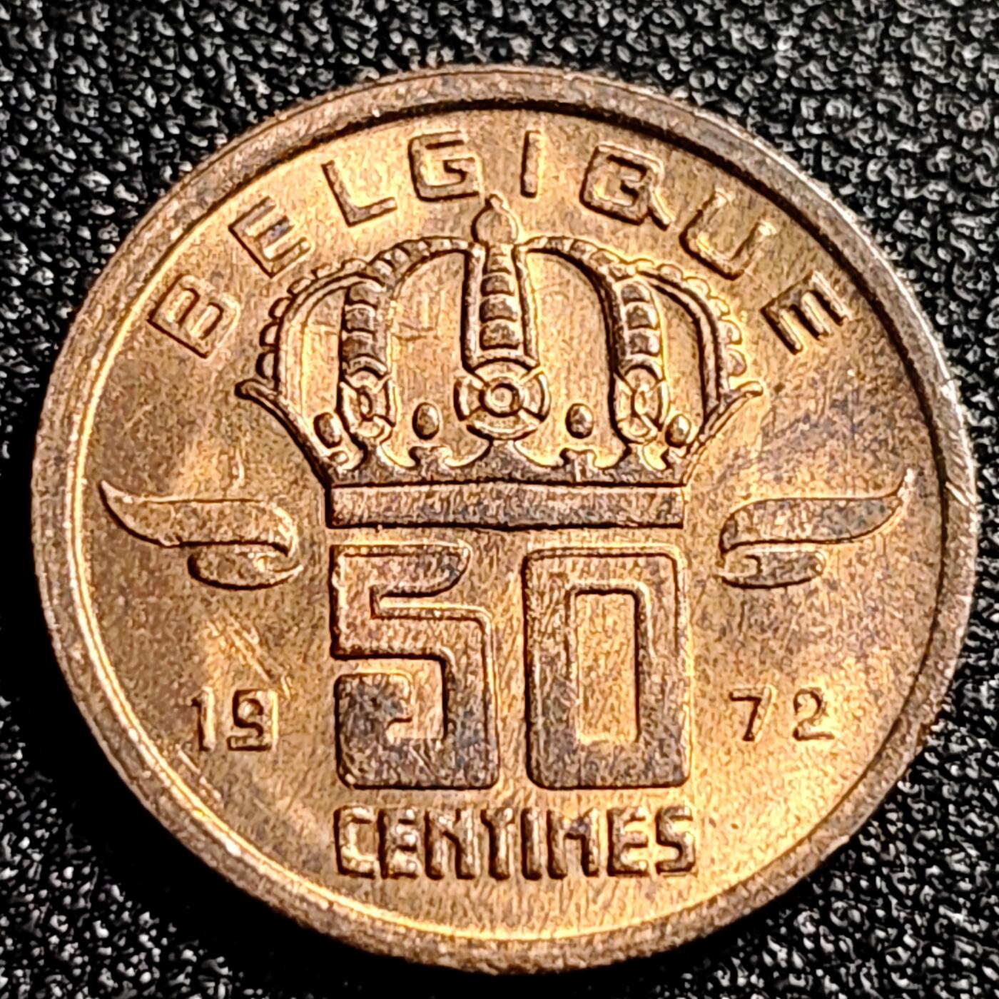 泉币菌-第66场-精品场 原铜光极美 1972年 比利时50分铜币 矿工 19mm