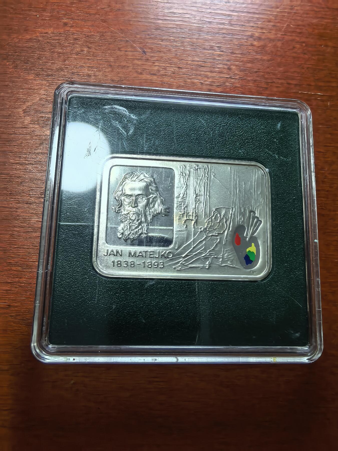 长老汇蛇年精选第二十九场拍卖 2002波兰画家扬·马特义科20兹罗提长方形部分彩色精制银币，克书135美金，原厂盒