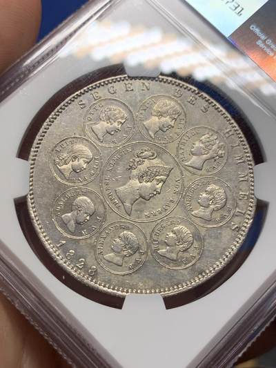 《竞宝斋》第406场 周日，周一，2场连拍 （全场包邮） NGC UNC 德国 1828年巴伐利亚祝福王室历史协定泰勒