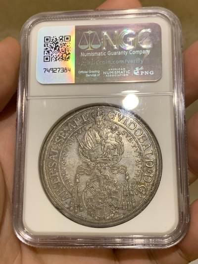 《竞宝斋》第406场 周日，周一，2场连拍 （全场包邮） 冠军分 NGC MS62 神圣罗马帝国 1663年 萨尔茨堡 抱婴泰勒银币 同分2019年8200成交 本枚略低评