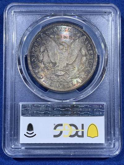 《竞宝斋》第406场 周日，周一，2场连拍 （全场包邮） PCGS MS64 美国 1879年 1美元 摩根 银币 五彩包浆 HA-MS64分拍卖价格在1300元 经典品种
