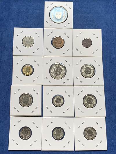 《竞宝斋》第406场 周日，周一，2场连拍 （全场包邮） 13枚一组 瑞士各时期硬币 细节见图