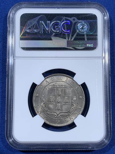 《竞宝斋》第406场 周日，周一，2场连拍 （全场包邮） NGC MS64 牙买加乔治五世1928年1便士大镍币，铸量36万枚，不多见的品种，比本土便士少见太多。双面转光流畅，收藏级高分