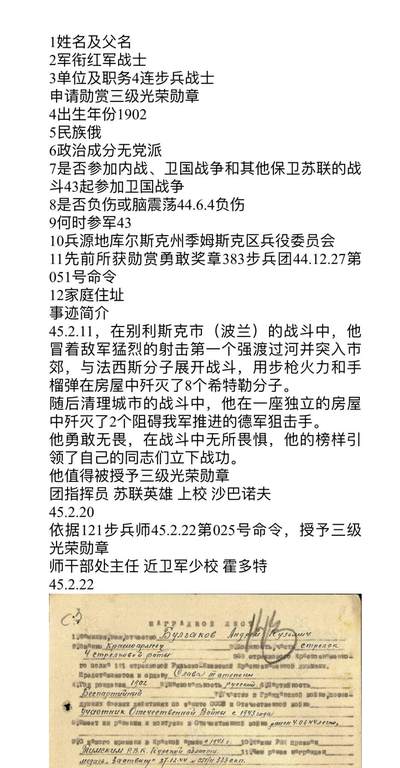 大猫徽章拍卖 第275期 苏联三级军事光荣勋章2⃣️ 档案齐全 消灭德军狙击手事迹