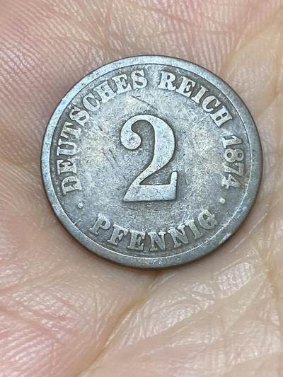 2025年第七十二场(总第九十八场）外国好品散币(免佣金) - 德意志帝国1874年2芬尼(短翅鹰，A标柏林造)