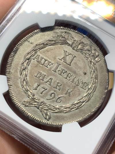 《竞宝斋》第406场 周日，周一，2场连拍 （全场包邮） NGC UNC 瑞士 苏黎世 1796年 泰勒银币 双面原味包浆 值得入手