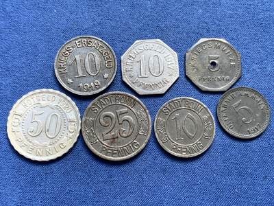 《竞宝斋》第406场 周日，周一，2场连拍 （全场包邮） 7枚一组 德国德紧时期芬尼 好品