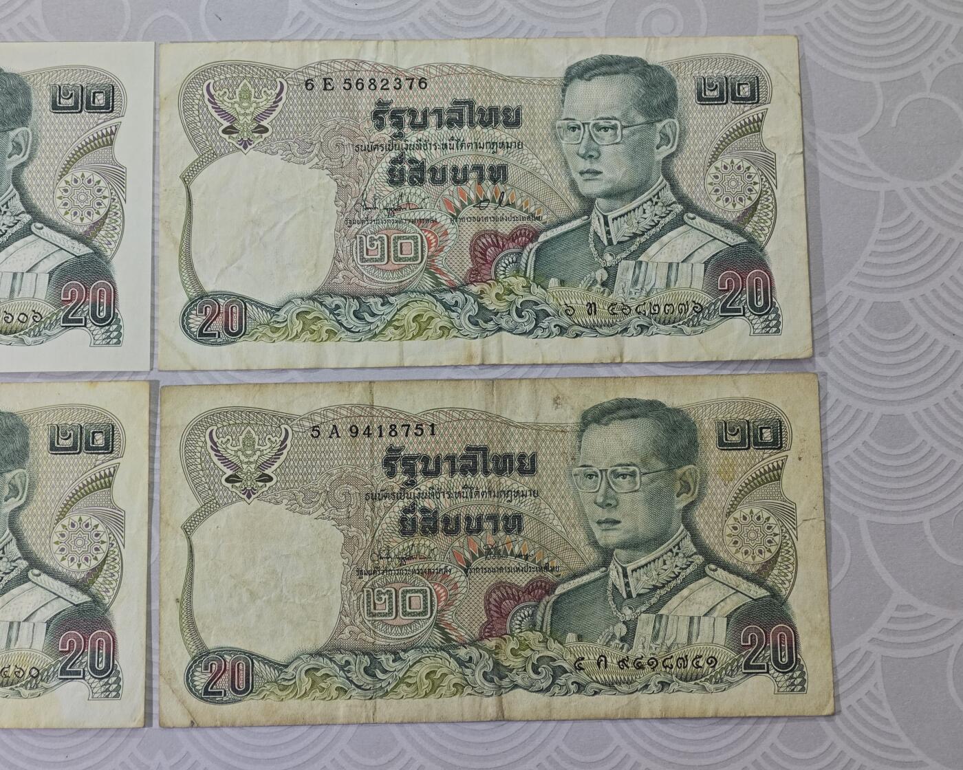 泰国1981年20铢老版纸币原票美品4张一起打包不单出