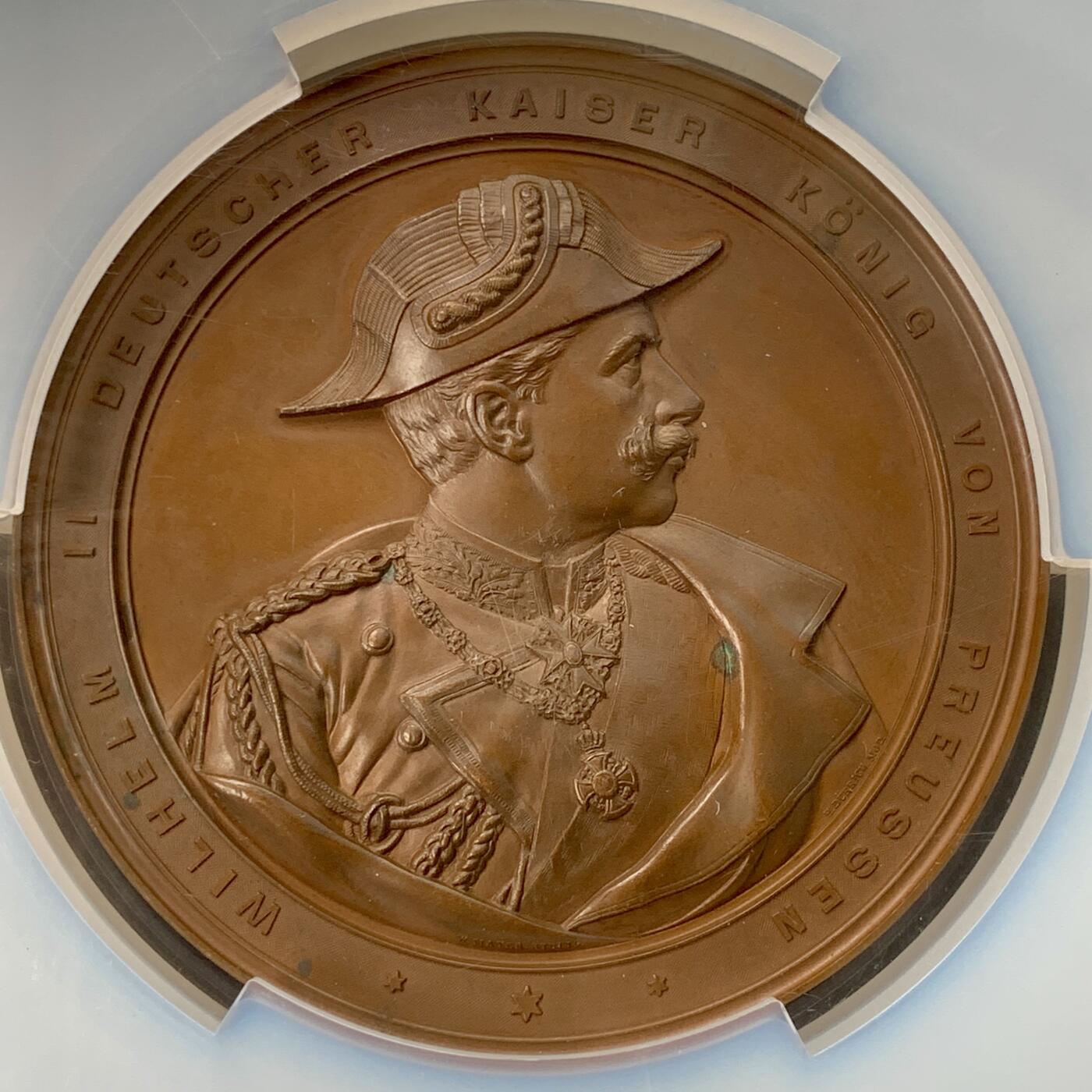 掌中浮雕-藏着的欧洲第032场 PCGS SP63 ：1895年德国基尔运河开通，89mm，PCGS超大盒子