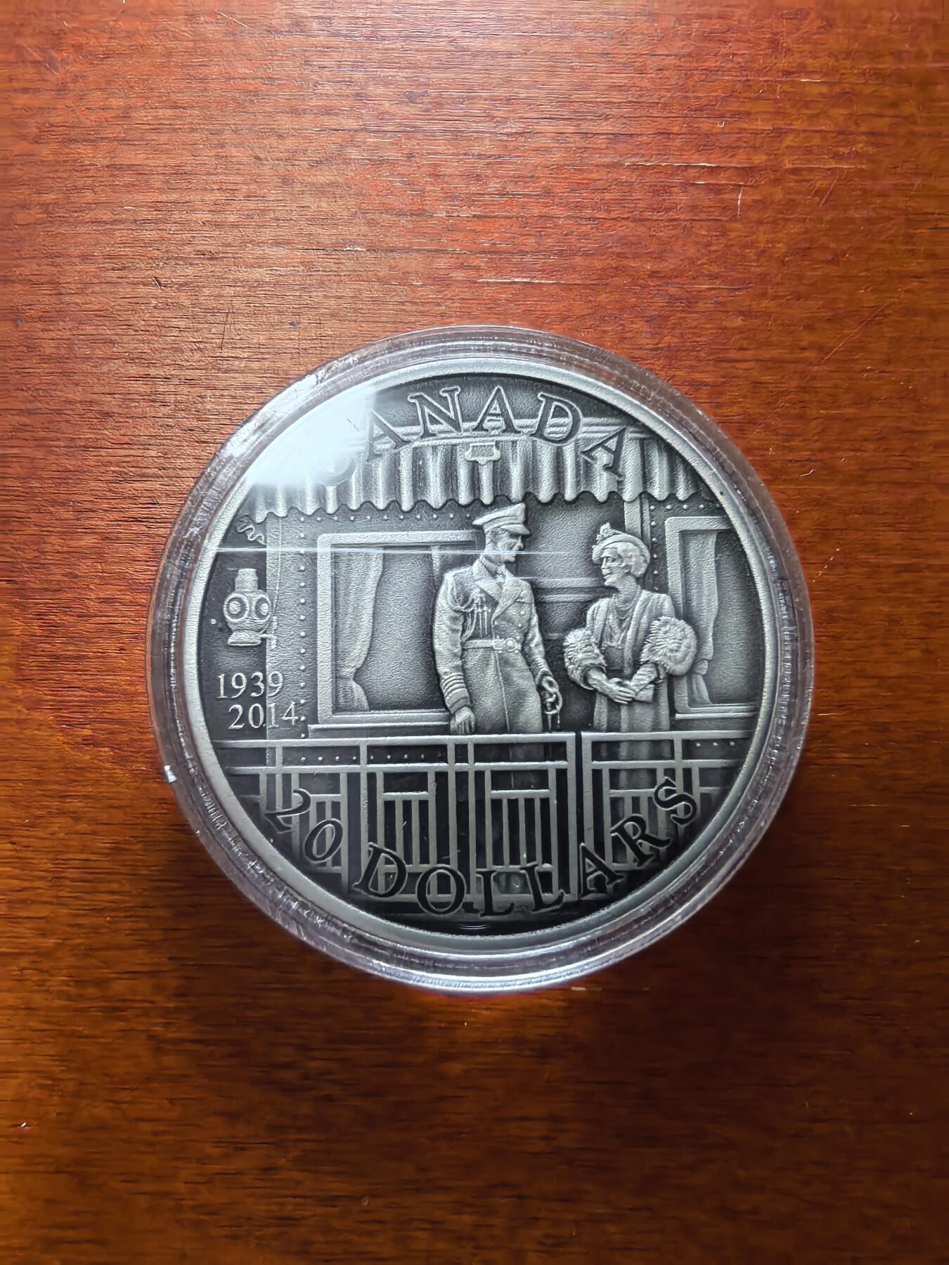 长老汇蛇年精选第二十九场拍卖 2014加拿大首次皇家访问75周年20加元仿古银币，带证书，5000枚